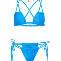 a product image of a blue strappy bikini