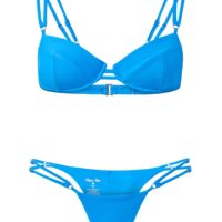 product image of a bright blue strappy underwire bikini