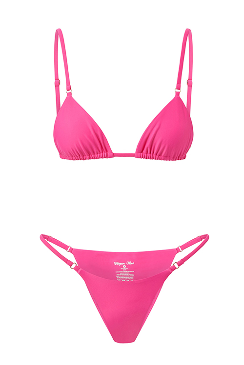 a bright pink cheeky bottom bikini set